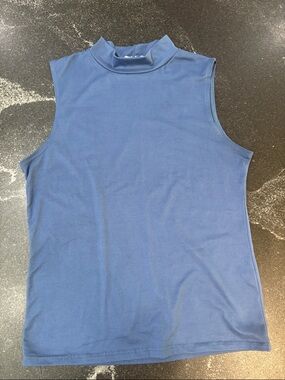 Olivia Rae Sleeveless Mock Neck Tank - Blue